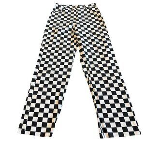 Egg Black White Checker Print Lightweight Jeans Casual Bold Size Small Women's